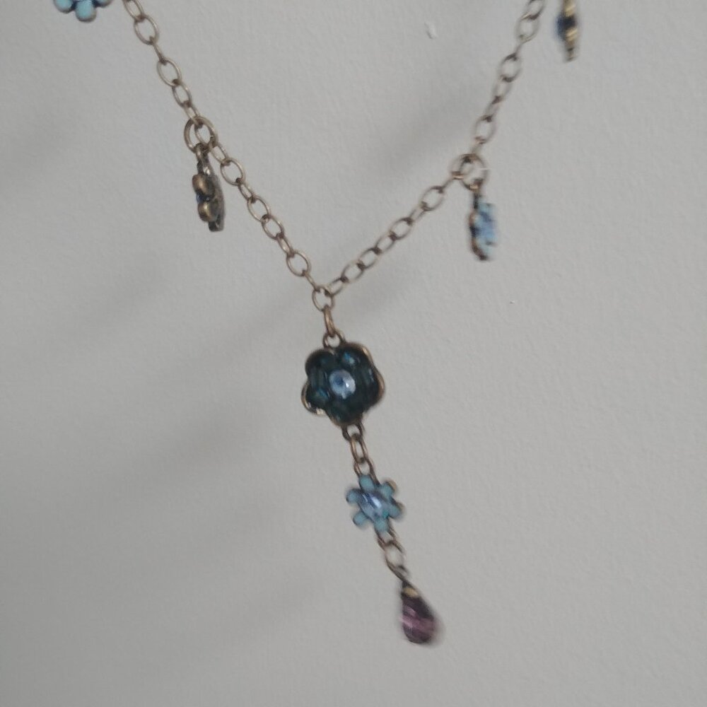 Vintage Avon blue purple drop pendant necklace short chain - Picture 10 of 12
